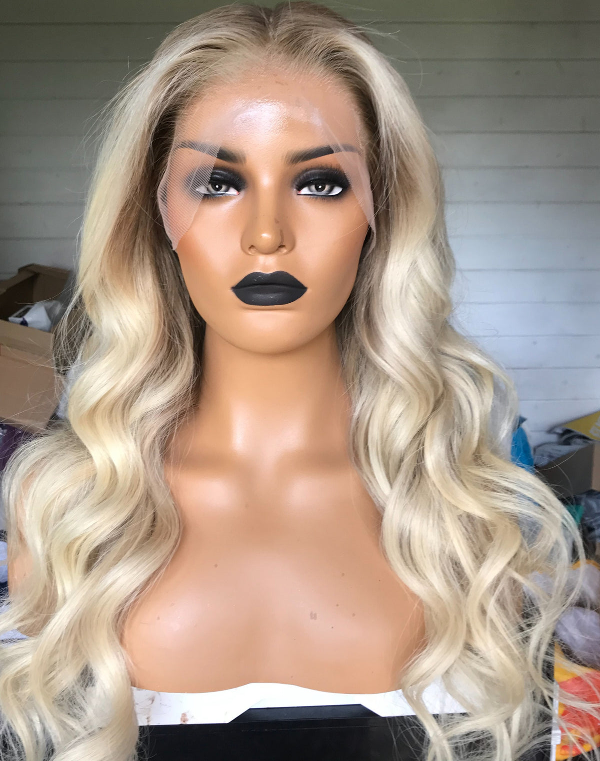 Ashley Platinum blonde curly human hair wig with full volume - Nuolawigs-UK