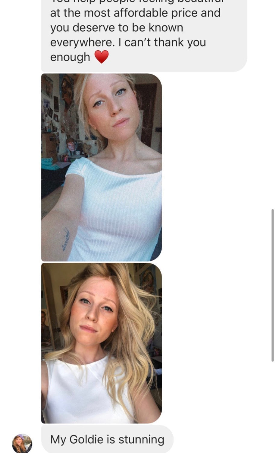 Model wearing blonde balayage 14-inch HD lace human hair wig in body wave texture – Nuola Wigs.