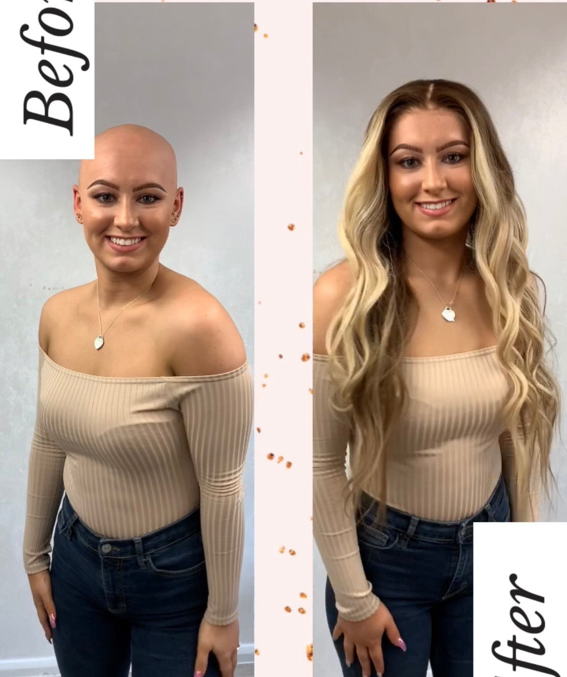 Model wearing blonde balayage 24-inch HD lace human hair wig in body wave texture – Nuola Wigs.