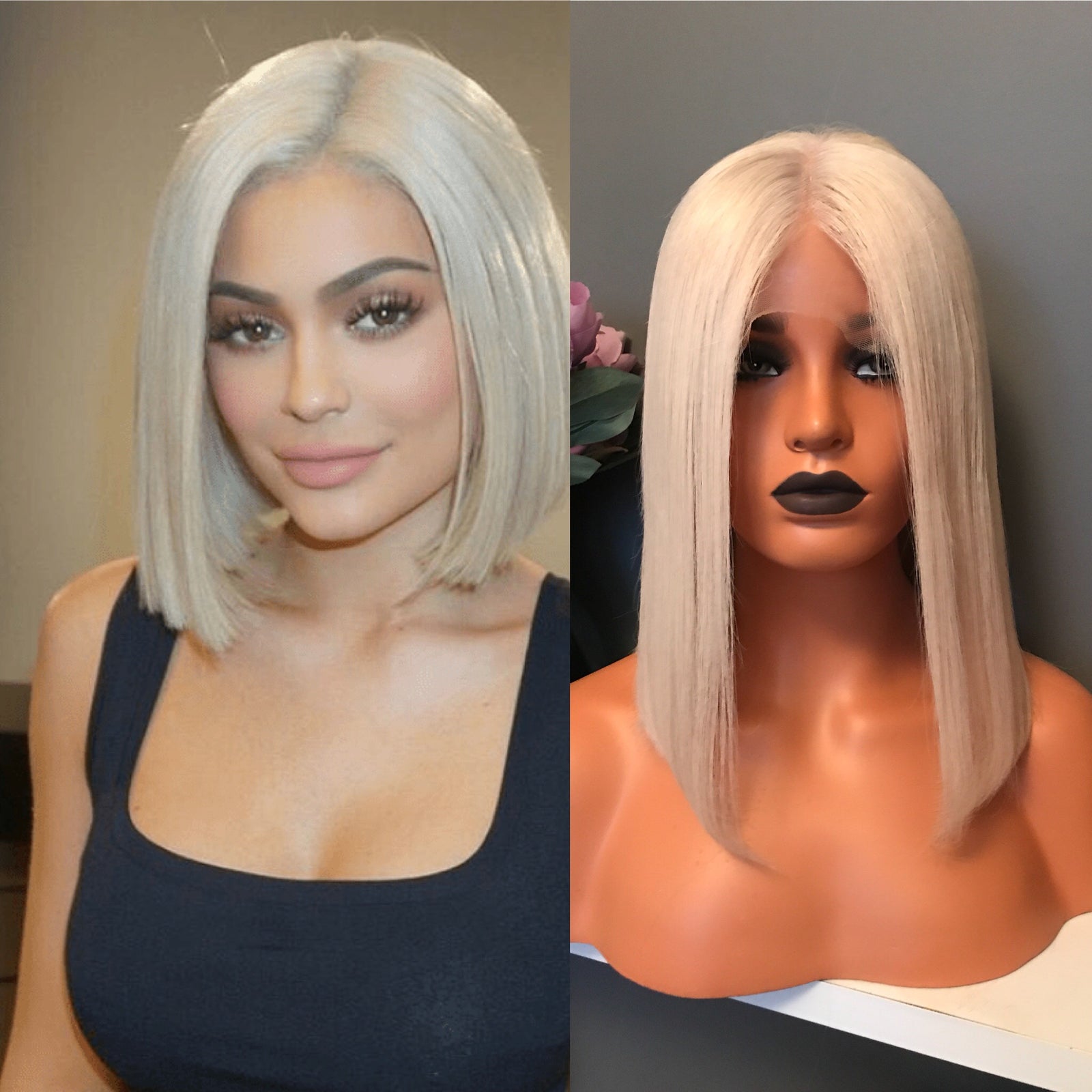 Ice Bob (Kylie J Inspired) Platinum white straight wig with natural hairline- Nuolawigs-UK