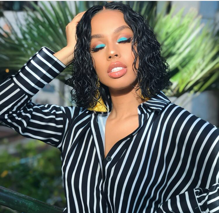 M`aria Jet black curly lace front wig - Nuolawigs-UK