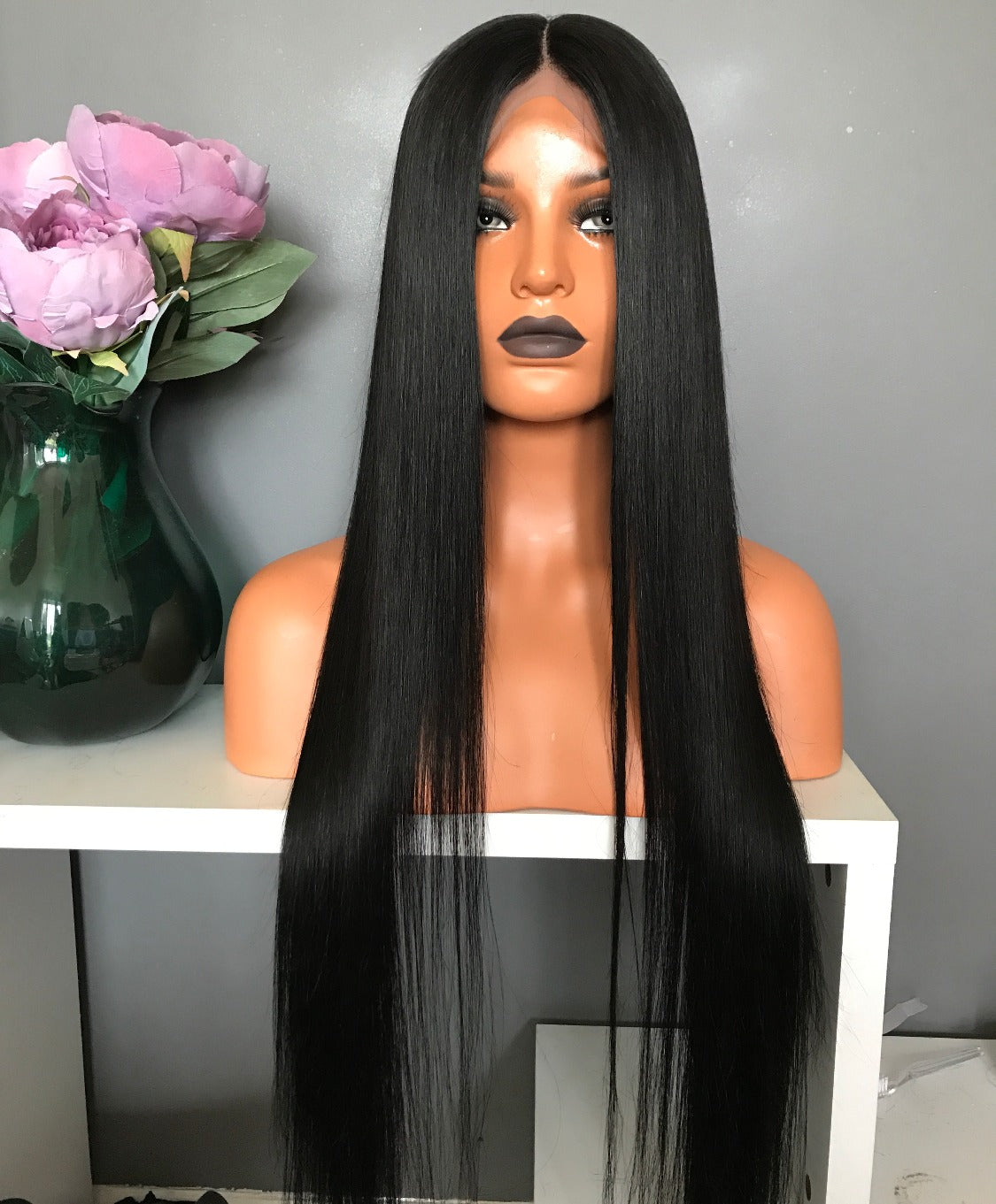 Natural black straight human hair wig with HD lace- Nuolawigs-UK