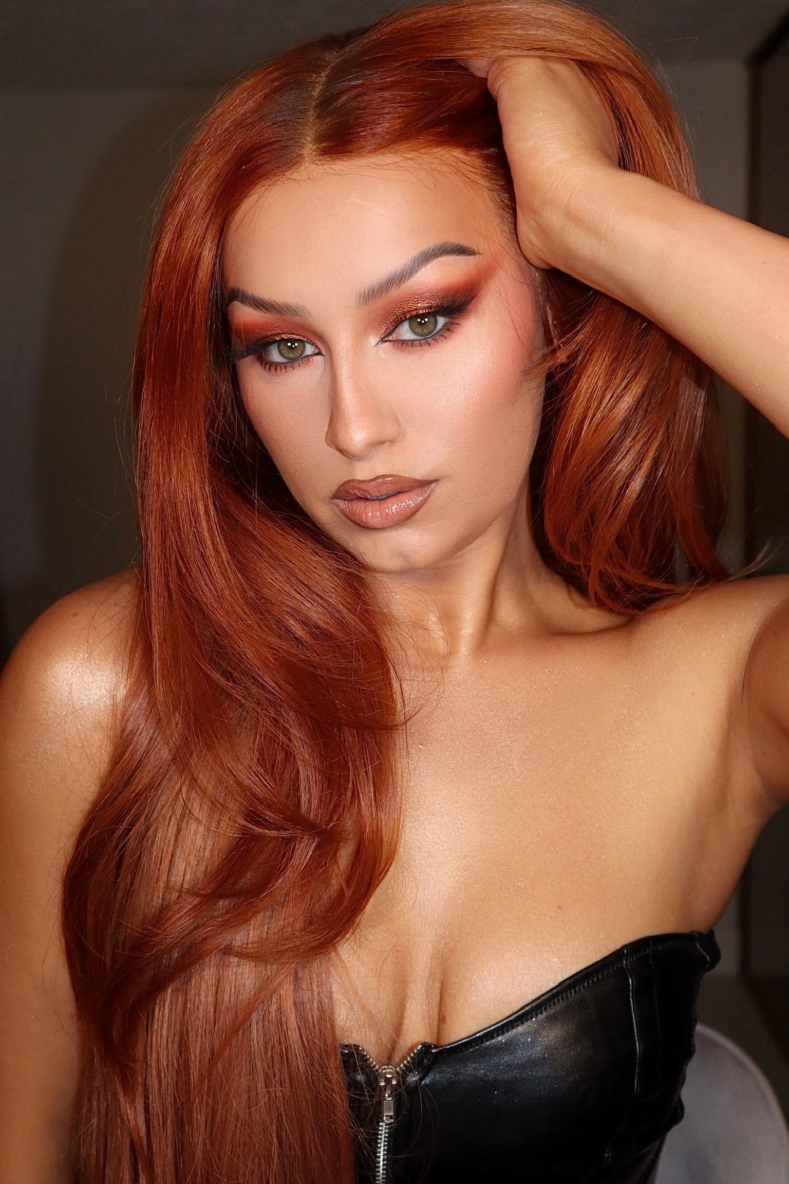 Collection of coloured real human hair wigs including red, grey, and balayage styles by Nuola Wigs – available in the UK, USA, and Canada.